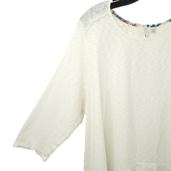 C Est. 1946 Tunic Top Floral Trim Womens Size 18/20W Cotton Blend White - Picture 11 of 16